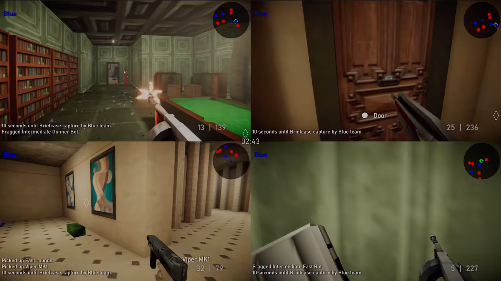 Modo multiplayer Com tela dividida de Agent64 o jogo inspirado em 007 goldeneye de n64