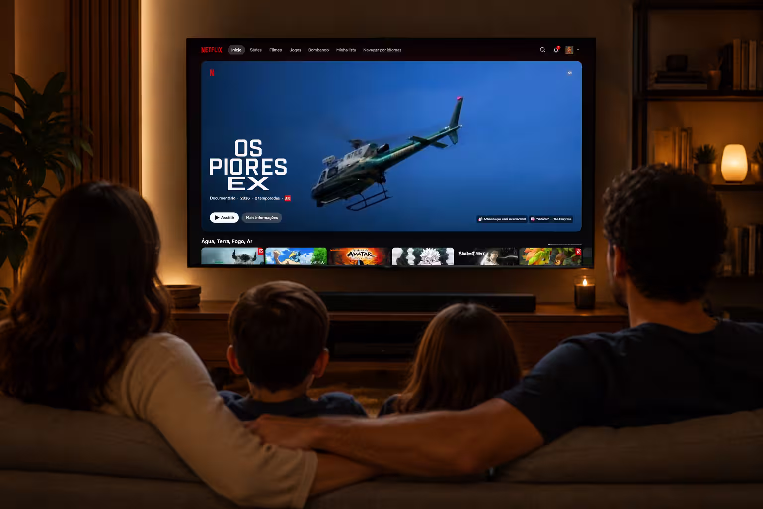 Familia assistindo netflix